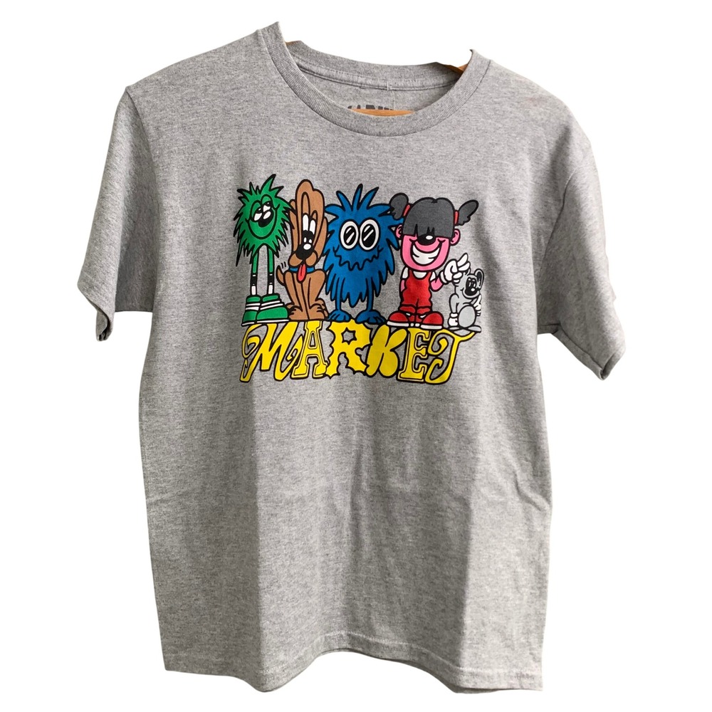Market Kids Graphic Tee Ash Grey Monster Friends T-Shirt  Medium